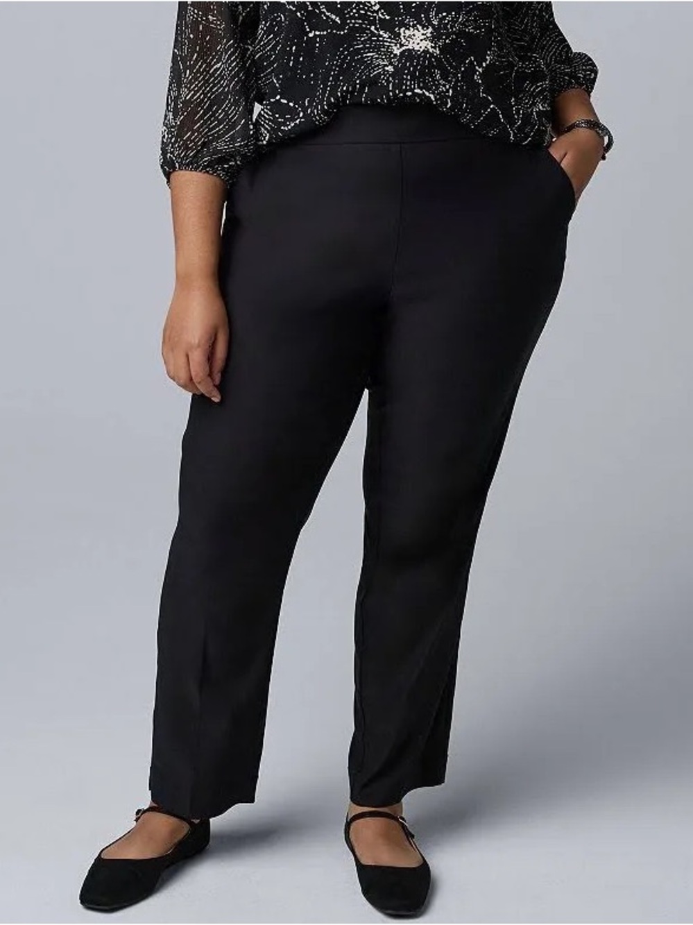 Simply Vera Vera Wang Plus-Size Black Straight-Leg Trousers